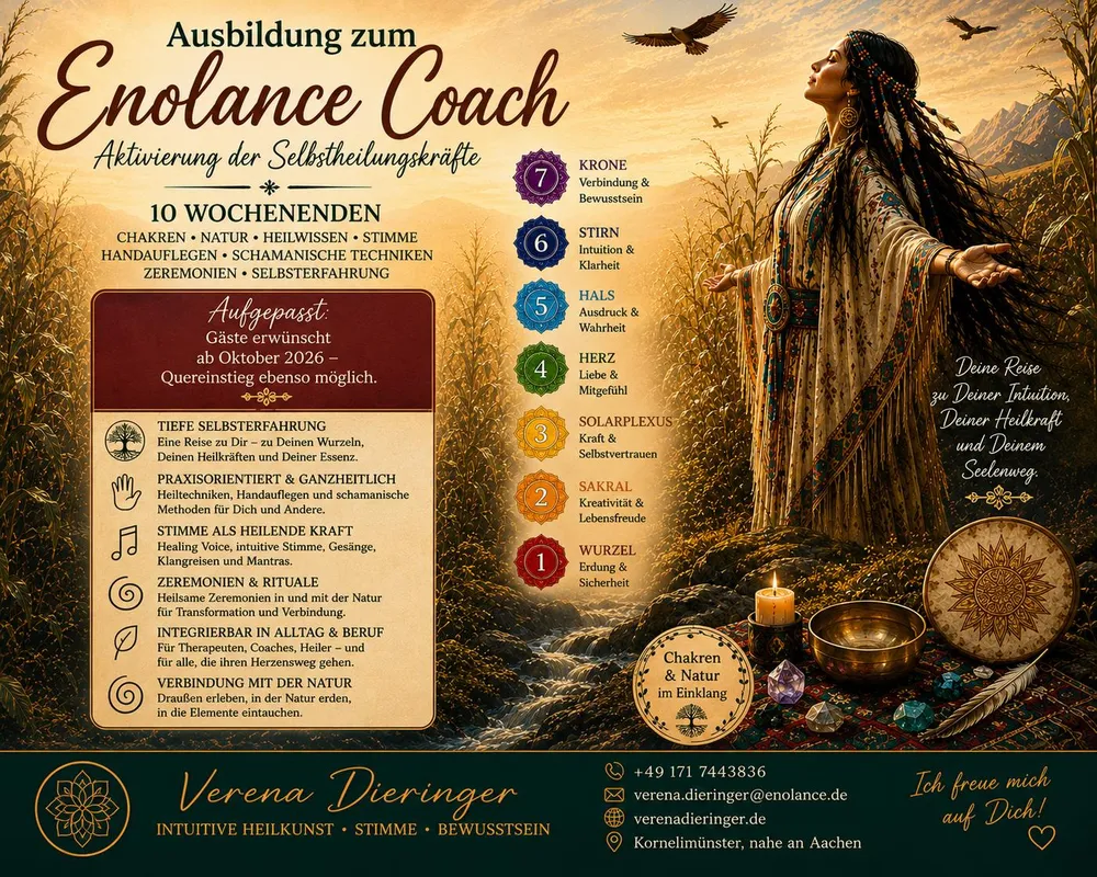Flyer: Ausbildung zum Enolance Coach – Aktivierung der Selbstheilungskräfte, 10 Wochenenden